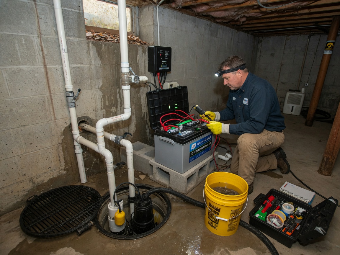 Battery Backup Sump Pump System in Cedar Rapids, IA